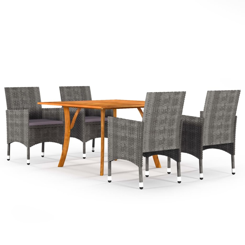 Ensemble de salle à manger de jardin 5 pcs gris