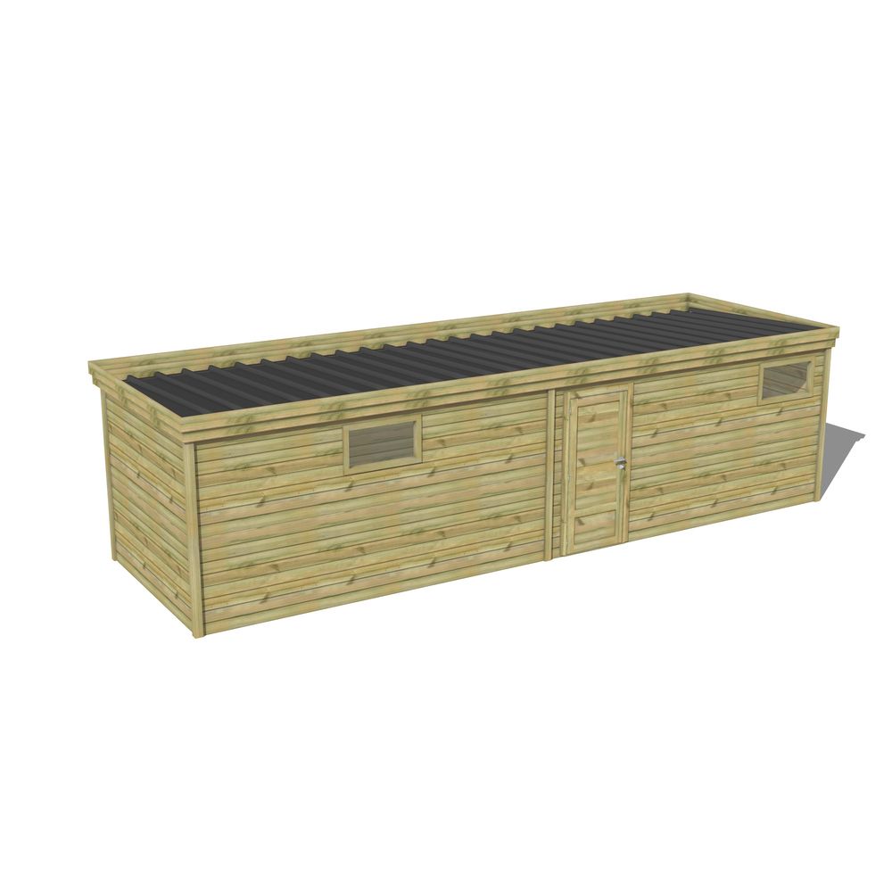Abri de jardin bois pin traité autoclave 27mm - 8,595x2,64m / 23m2 - bac acier - abri français