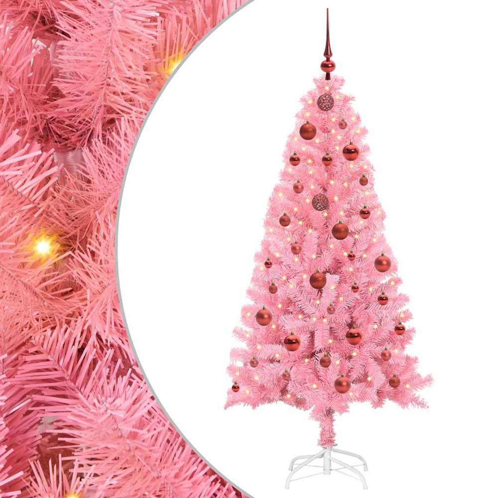 Sapin de noël avec 150 led avec support rose 150 cm pvc