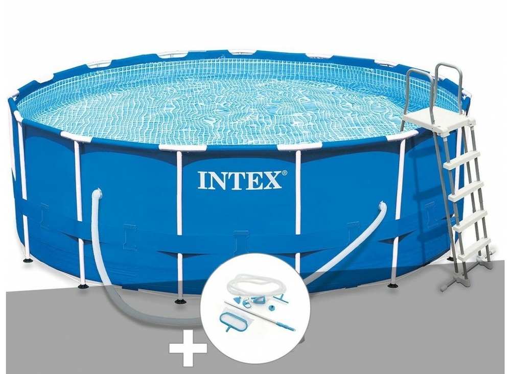 Kit piscine tubulaire metal frame ronde 4,57 x 1,22 m + kit d'entretien