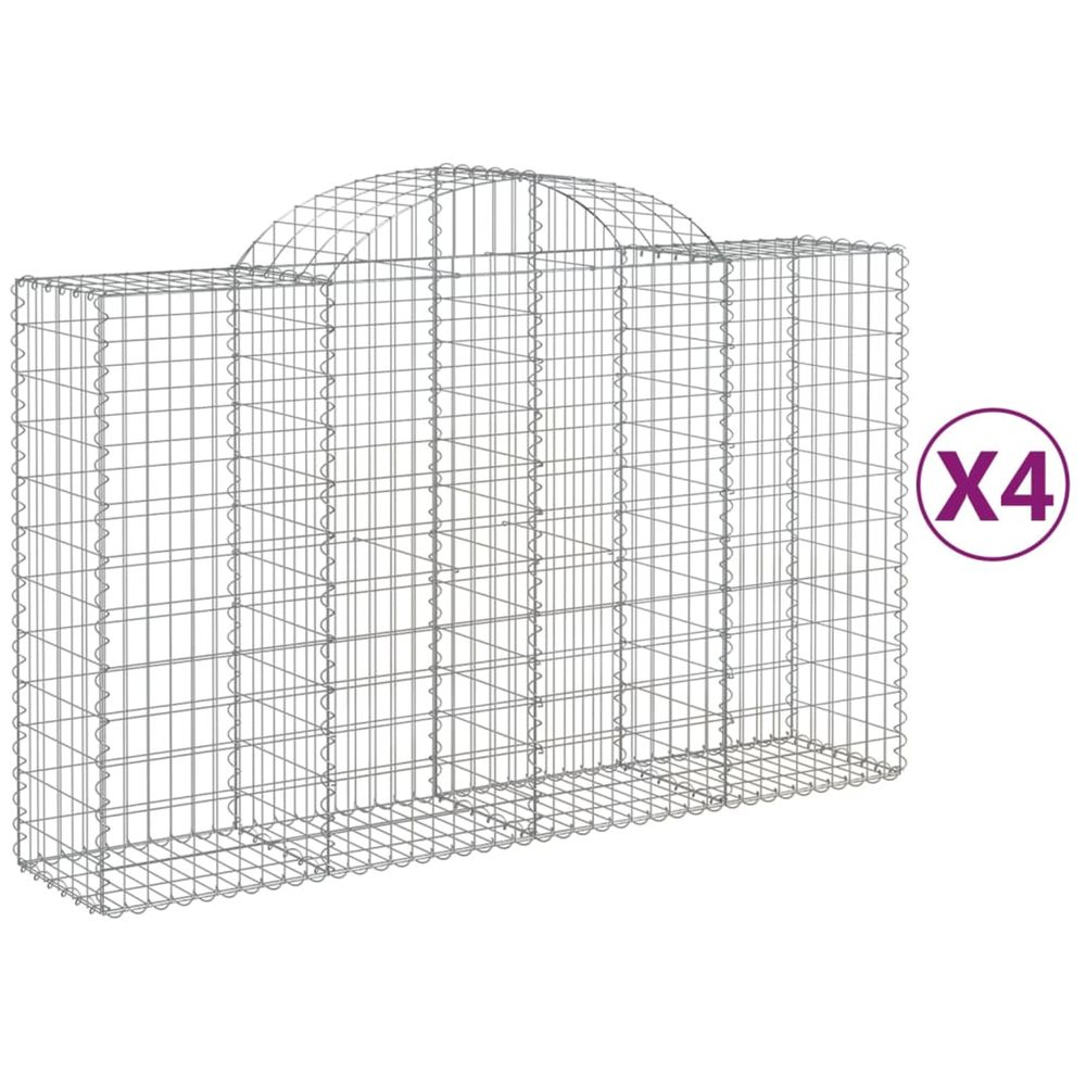 Paniers à gabions arqués 4 pcs 200x50x120/140 cm fer galvanisé