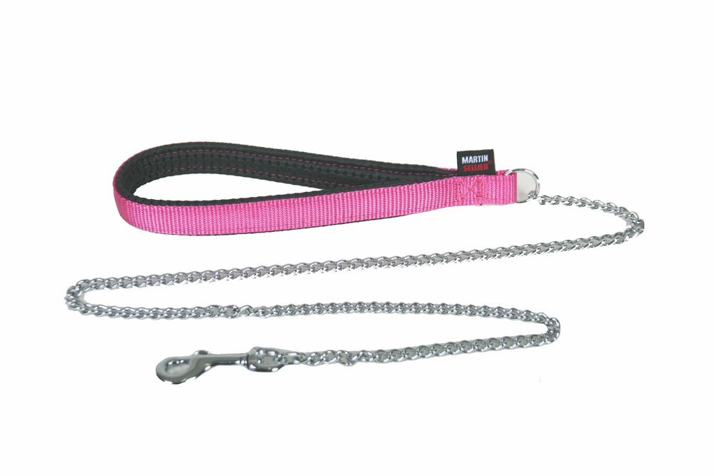 Martin sellier - laisse en chaîne pour chiens en nylon martin sellier - collection nylon uni - laisse avec une poignée confort