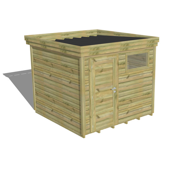 Abri de jardin bois pin traité autoclave 27mm - 2,64x2,64m / 7m2 - bac acier - plancher bois