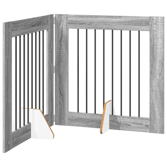 Porte de chien pliable avec supports 2 pcs sonoma gris 160,5 cm