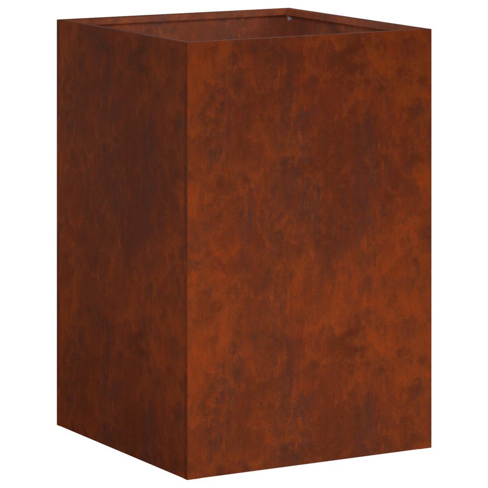 Cache-pot de jardin rouillé 40 x 40 x 60 cm acier patiné