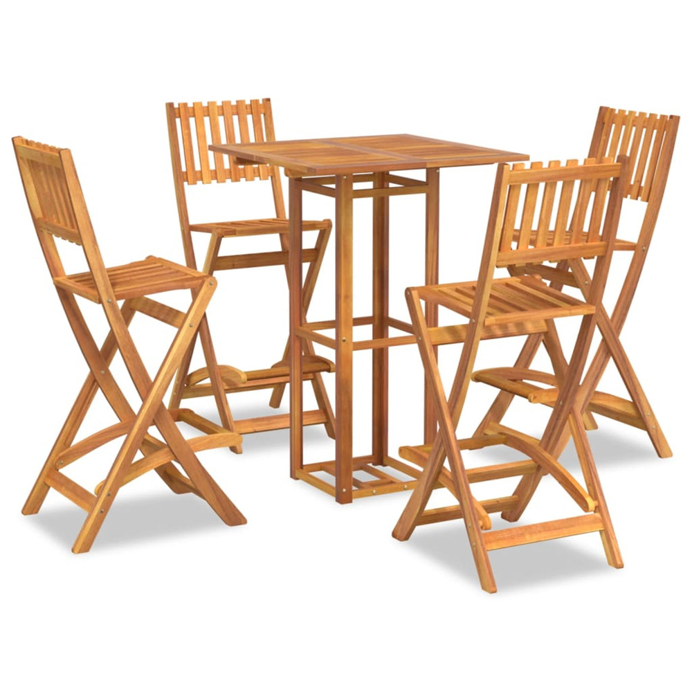 Ensemble de bar d'extérieur 5 pcs bois d'acacia massif