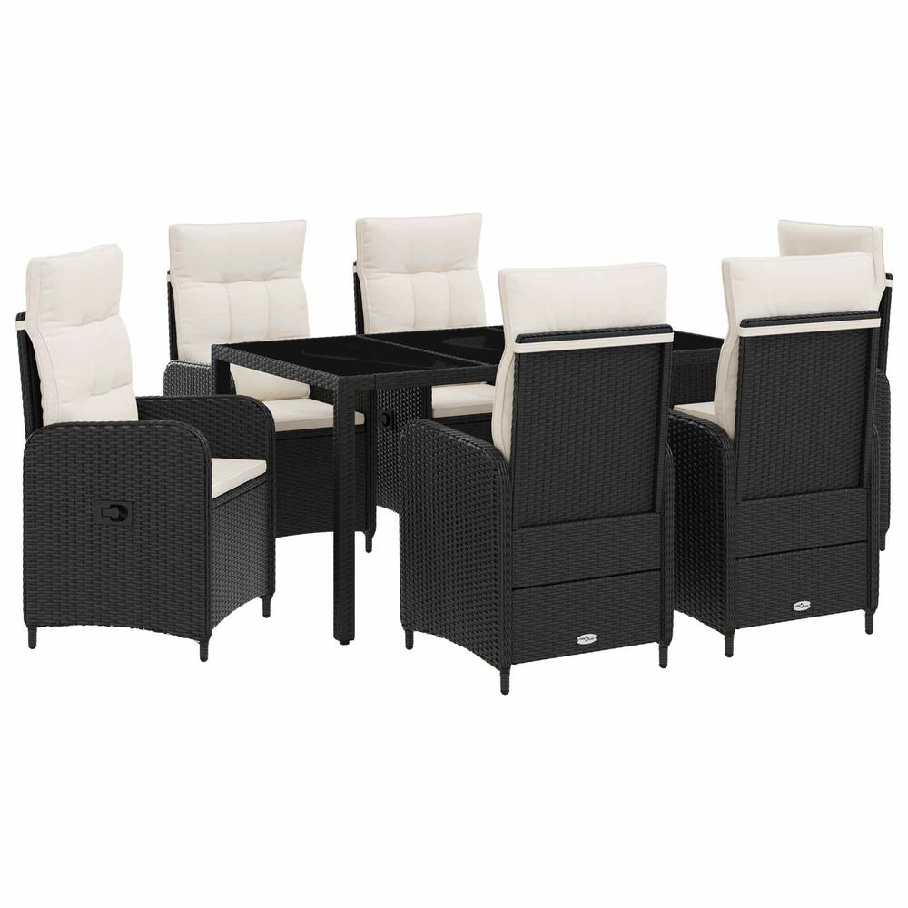 Ensemble de repas extérieur 7 pc noir et blanc crème polyrotin