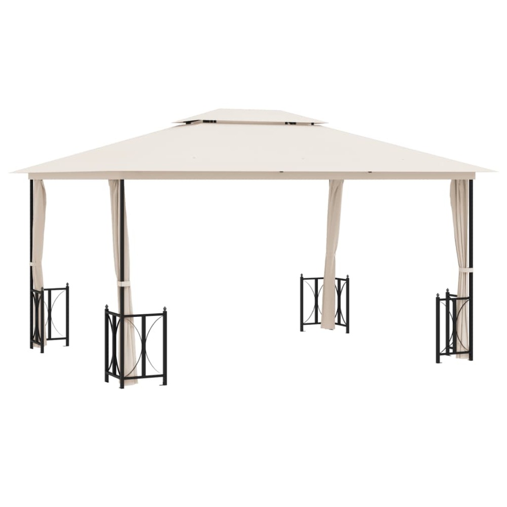 Tonnelle avec parois et toit double 3x4 m crème