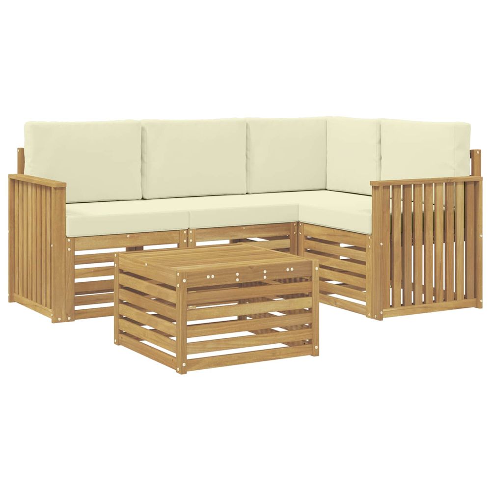 Ensemble de canapés d'extérieur 5 pc blanc et crème polyester