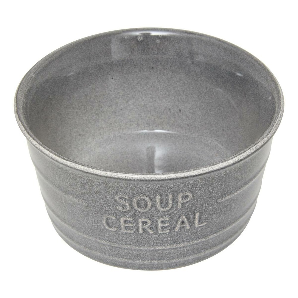 Bol inscription soup cereal bleu gris 50cl