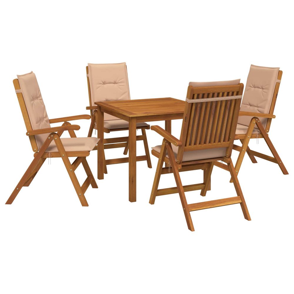Ensemble de salle à manger de jardin 5 pièces naturel