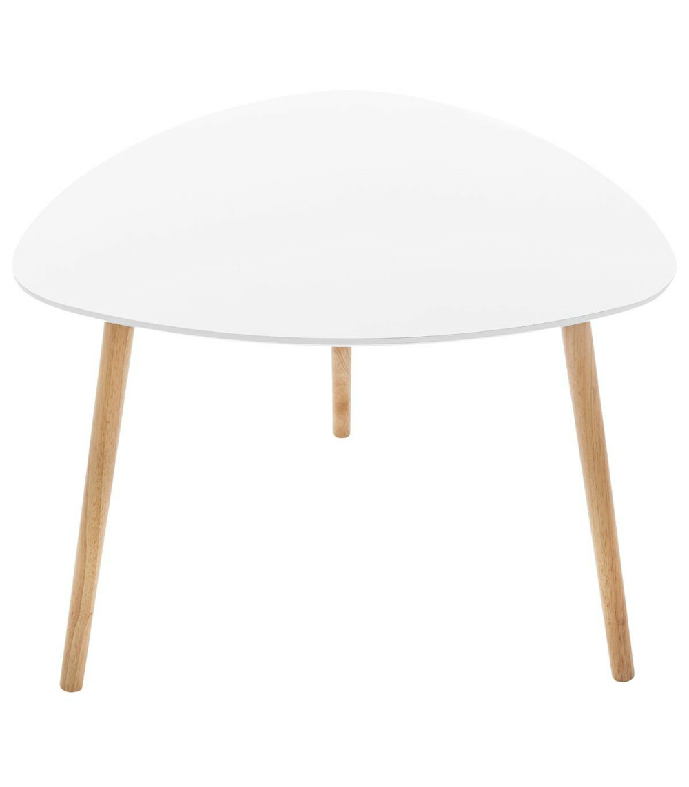 Table à café en bois blanc et pieds en bois naturel
