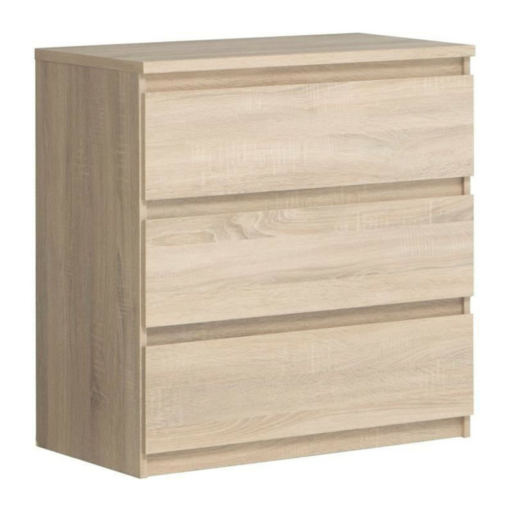 Commode chelsea 3 tiroirs - couleur chene - l 77,2 x p 42 x h 79,9 cm