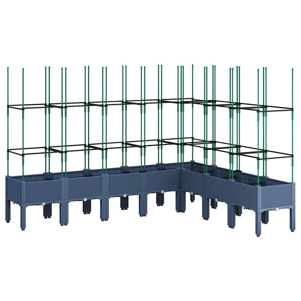 Jardinière avec treillis bleu gris 200x160x142,5 cm pp