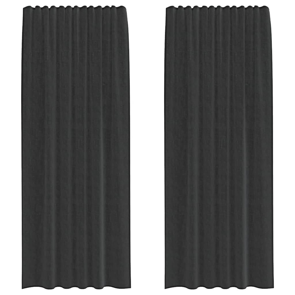 Rideaux en voile avec passe-tringle 2 pcs noir