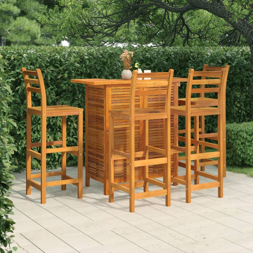 Ensemble de bar de jardin 5 pcs bois d'acacia solide