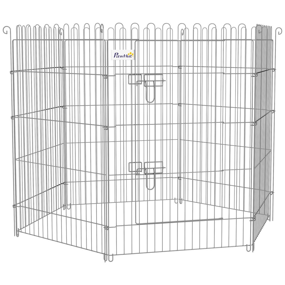 Parc pour chien pliable 8 panneaux acier pour jardin enclos modulable avec porte 63x91 cm argenté