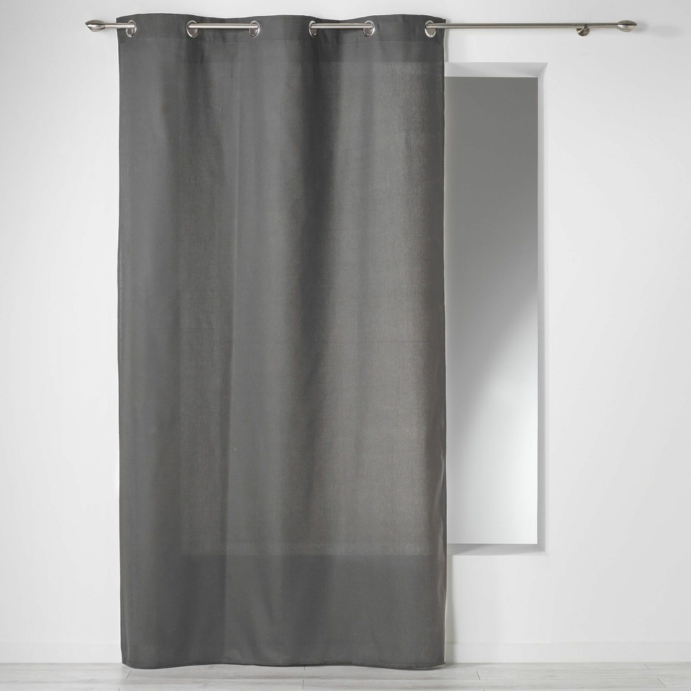 Rideau a oeillets coton uni panama ardoise 140 x 280 cm
