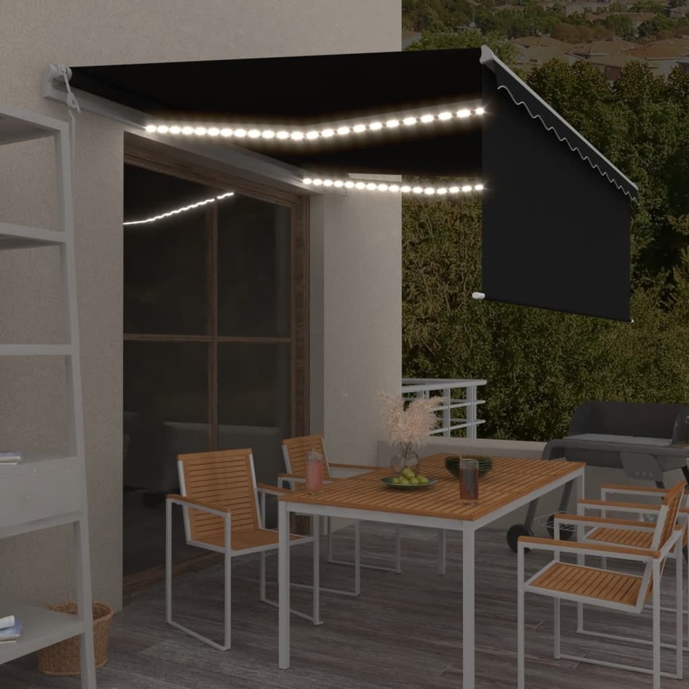 Auvent automatique store capteur de vent led 4,5x3 m anthracite