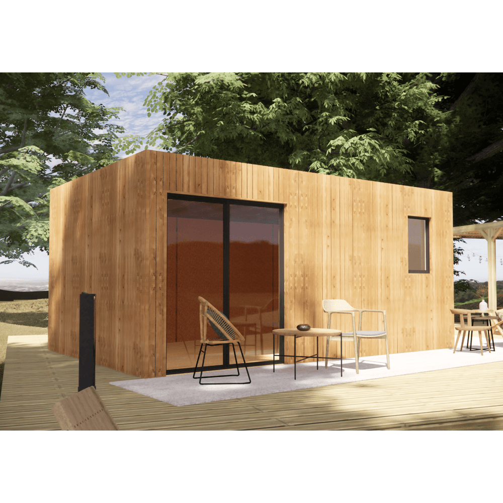 Studio de jardin 4 saisons en bois 5,5 x 3,5 x 2,7 m / isolation re2020 / menuiseries alu k-line