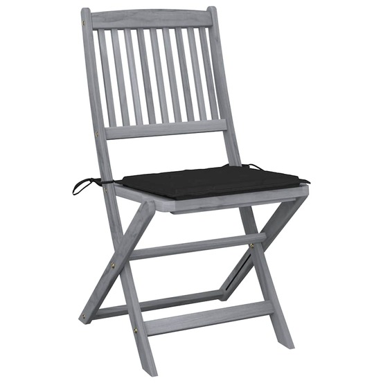 Chaises pliables d'extérieur lot de 2 et coussins bois d'acacia