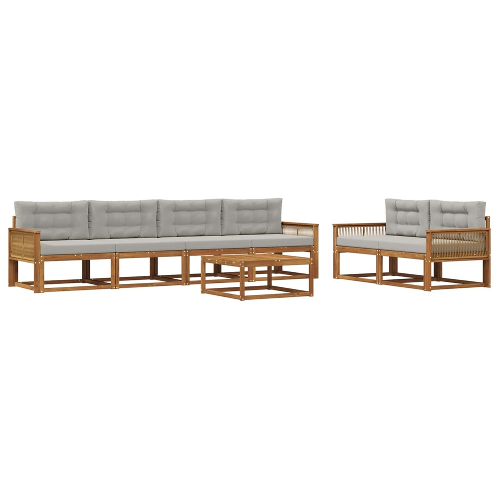 Ensemble de canapés d'extérieur 7 pcs naturel et gris clair
