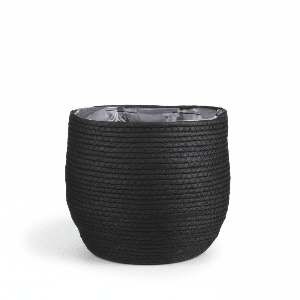Cache-pot panier noir - d.26cm