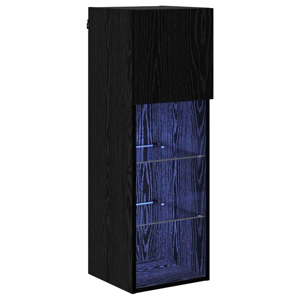 Meuble tv mural 30,5 x 30 x 90 cm chêne noir bois d'ingénierie