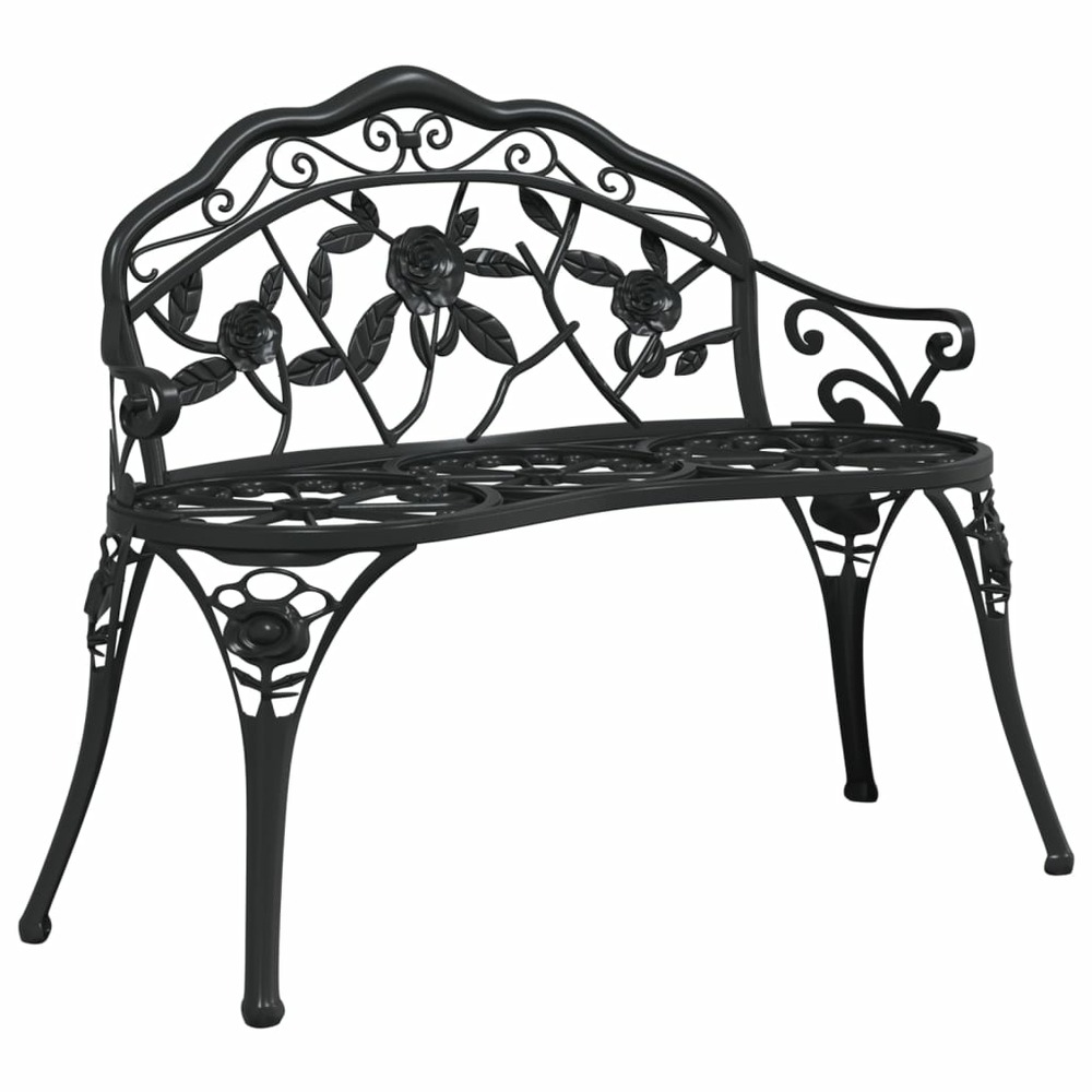 Banc de jardin meuble de patio d'extérieur terrasse 100 x 54 x 80 cm aluminium coulé noir