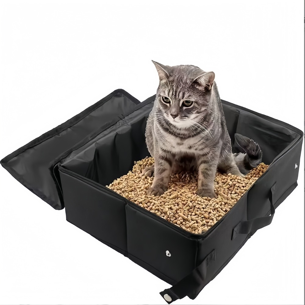 Sac à litière pliable en tissu pour chat : bac à litière toilettes avec déodorant