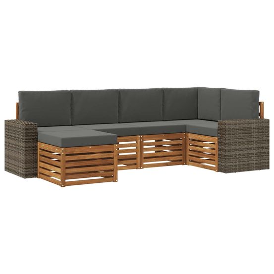 Ensemble de canapés d'extérieur 6 pc naturel et anthracite