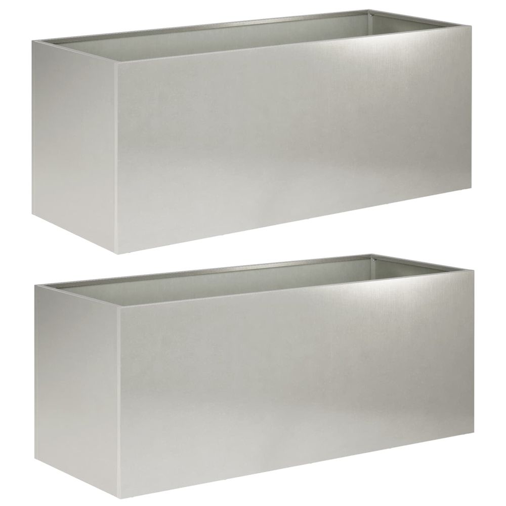 Cache-pot de jardin 2 pc argenté 80 x 40 x 40 cm