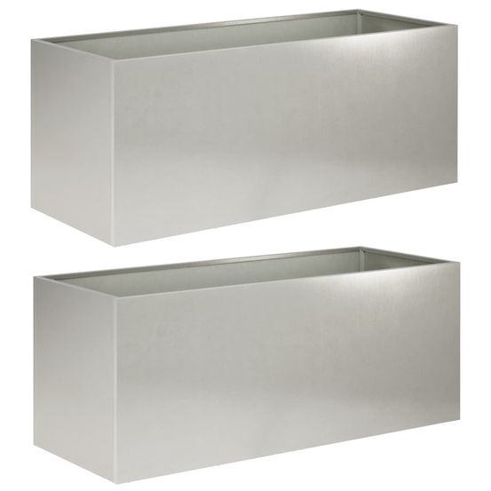 Cache-pot de jardin 2 pc argenté 80 x 40 x 40 cm