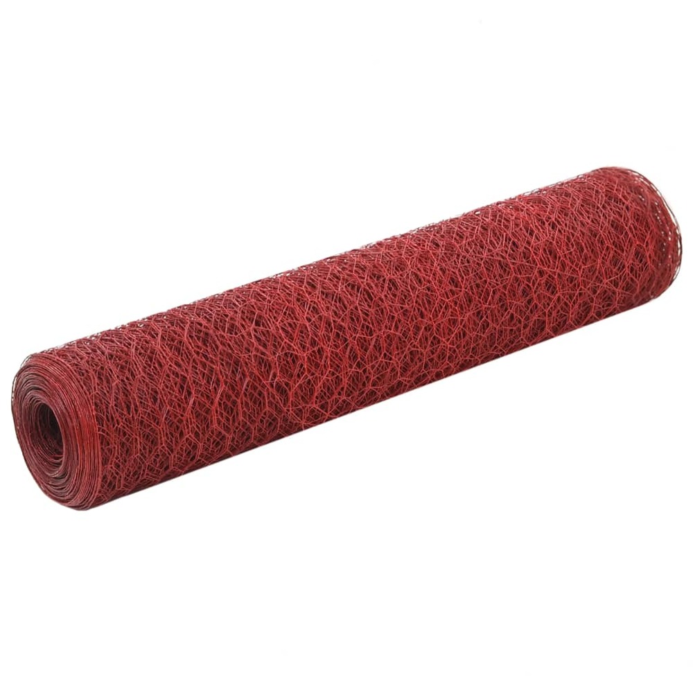 Grillage acier avec revêtement en pvc 25x0,75 m rouge