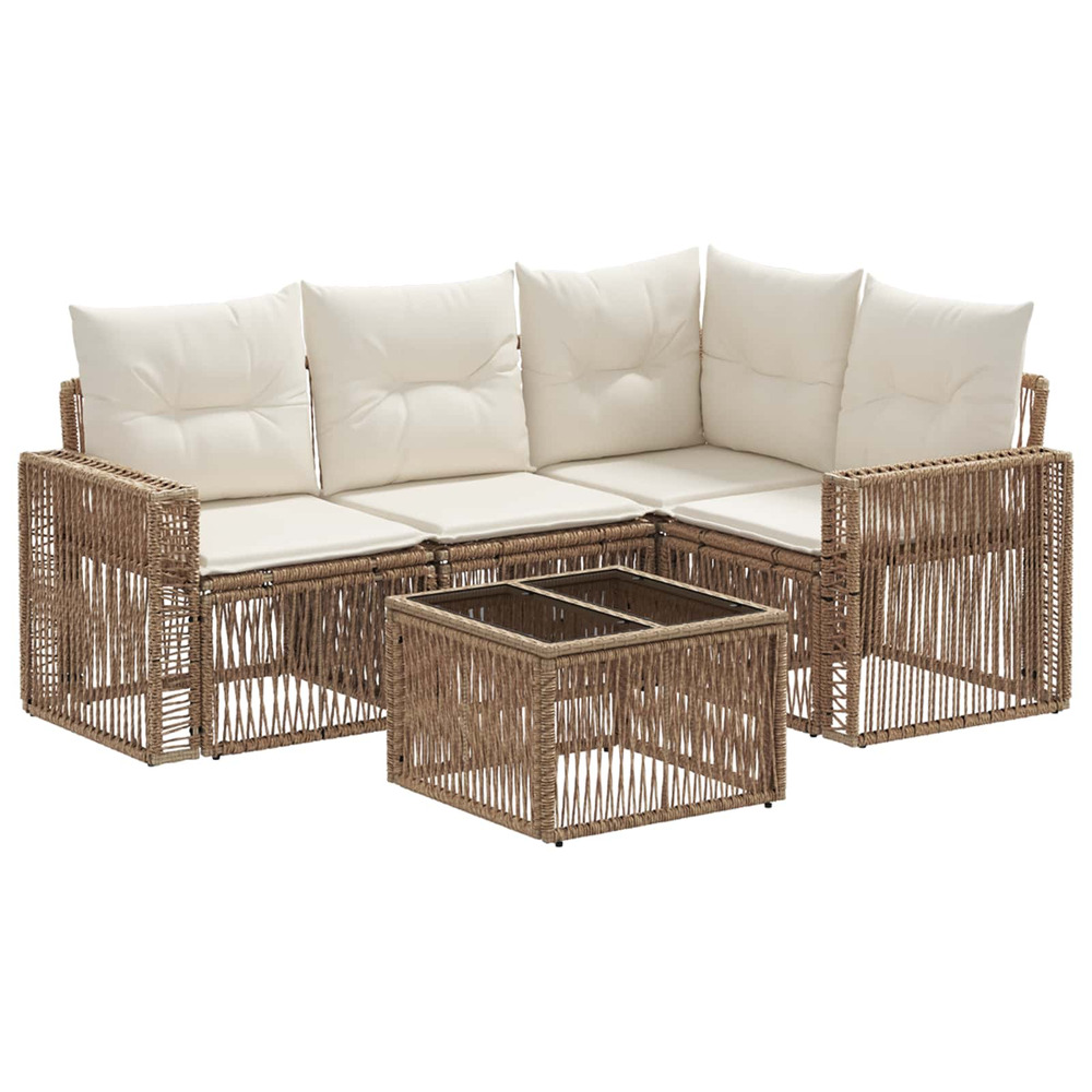 Ensemble de canapé de jardin 5 pcs beige et blanc crème