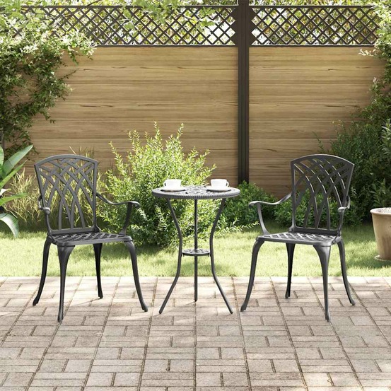 Chaise de jardin 2 pcs noir 53 x 51 x 88,5cm aluminium