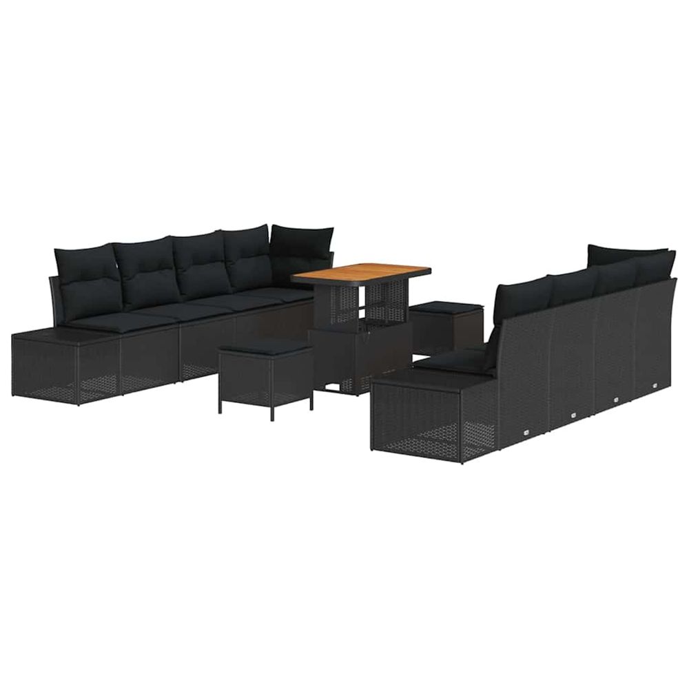 Ensemble de canapé de jardin 11 pc noir polyrotin