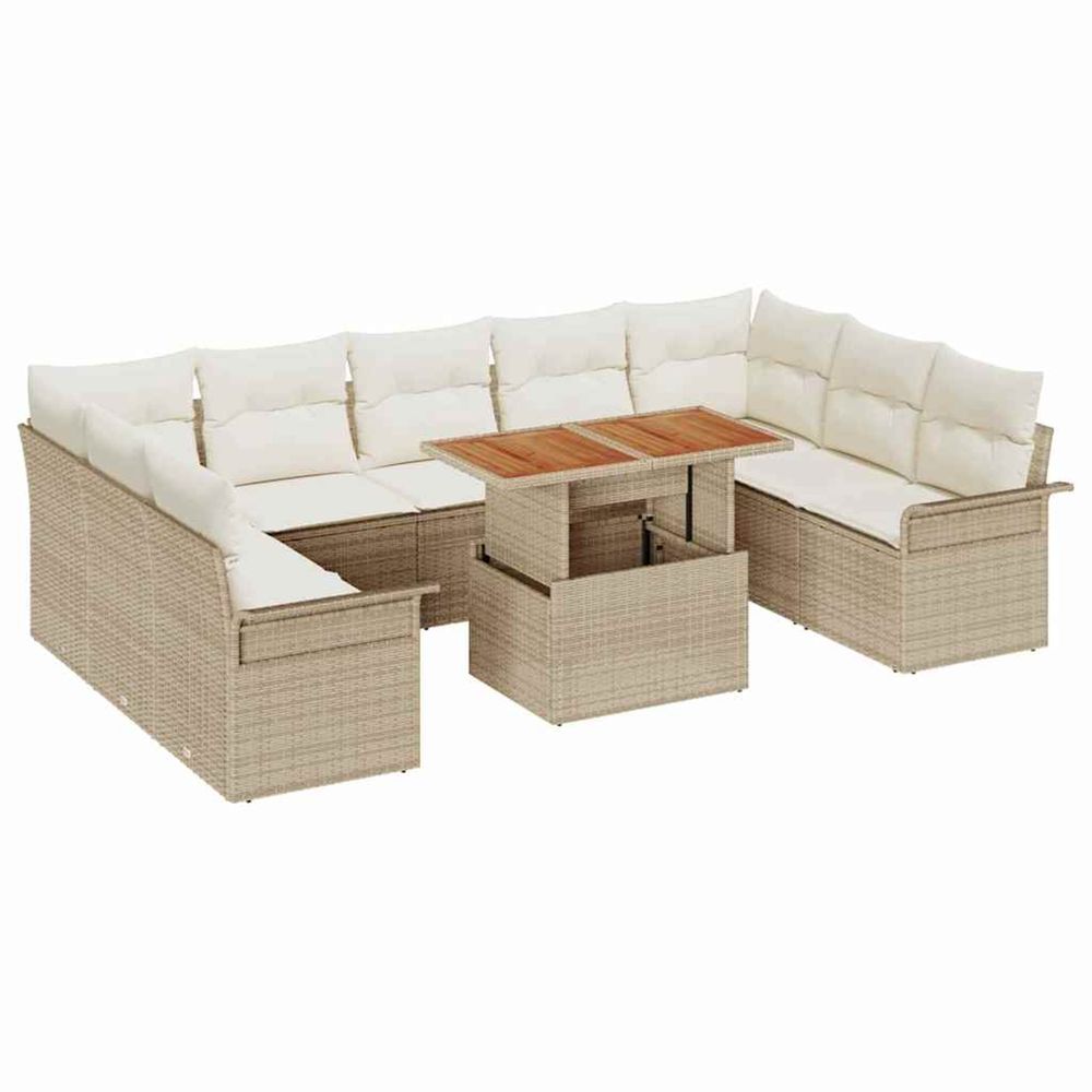 Ensemble de canapé de jardin 10 pc beige poly rotin