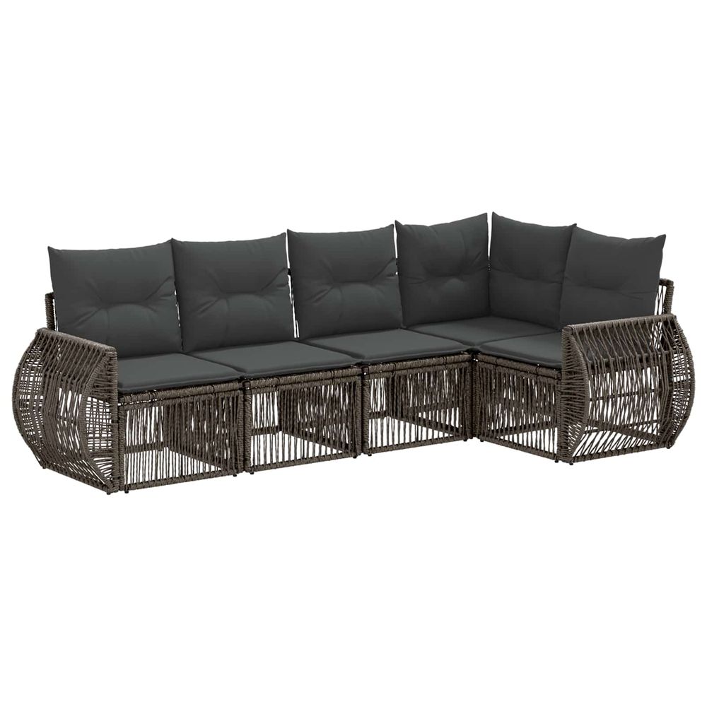 Ensemble de canapé de jardin 5 pc gris et gris foncé polyrotin
