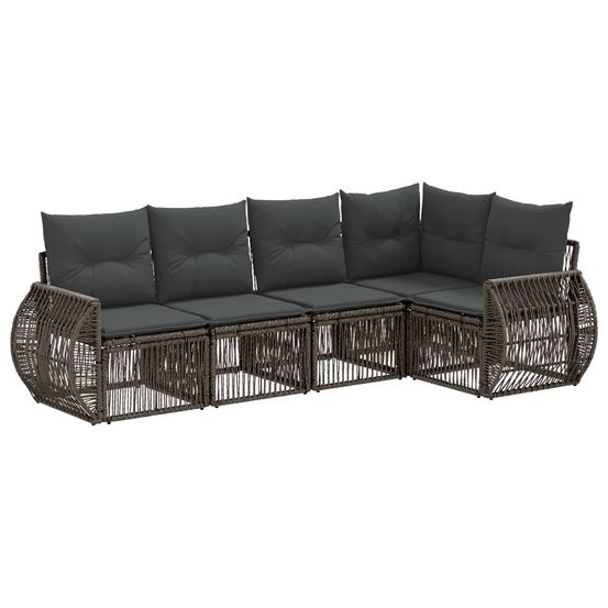 Ensemble de canapé de jardin 5 pc gris et gris foncé polyrotin