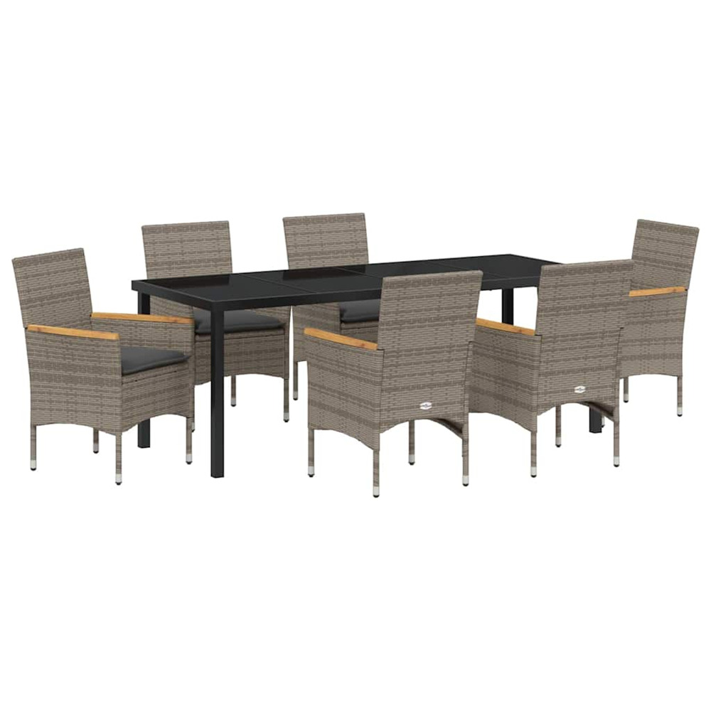 Ensemble de salle à manger pour jardin 7 pcs gris polyrotin