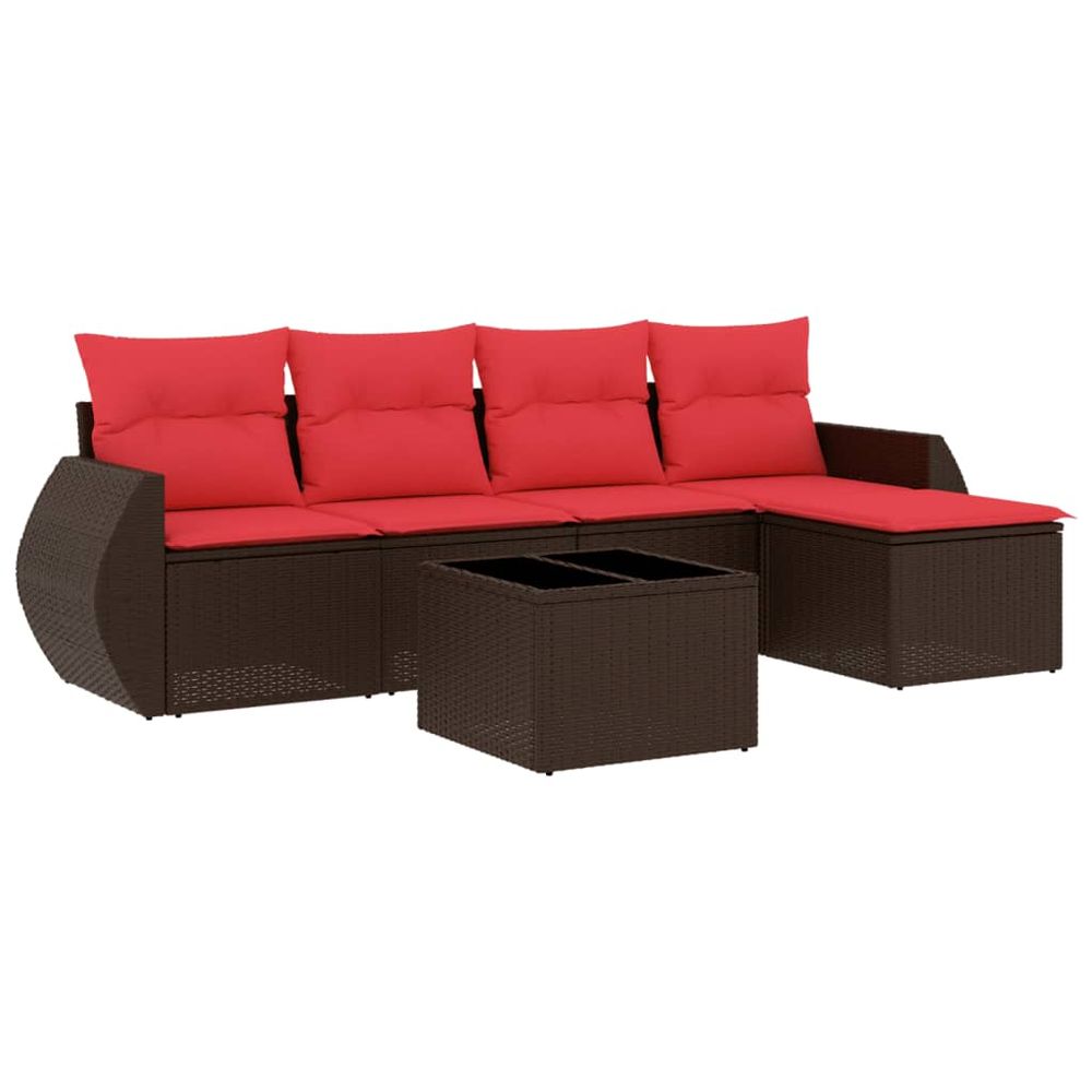 Ensemble de canapé de jardin 6 pcs avec coussins marron