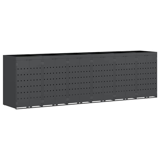 Rangement de poubelle à roulettes pour 6 poubelles anthracite