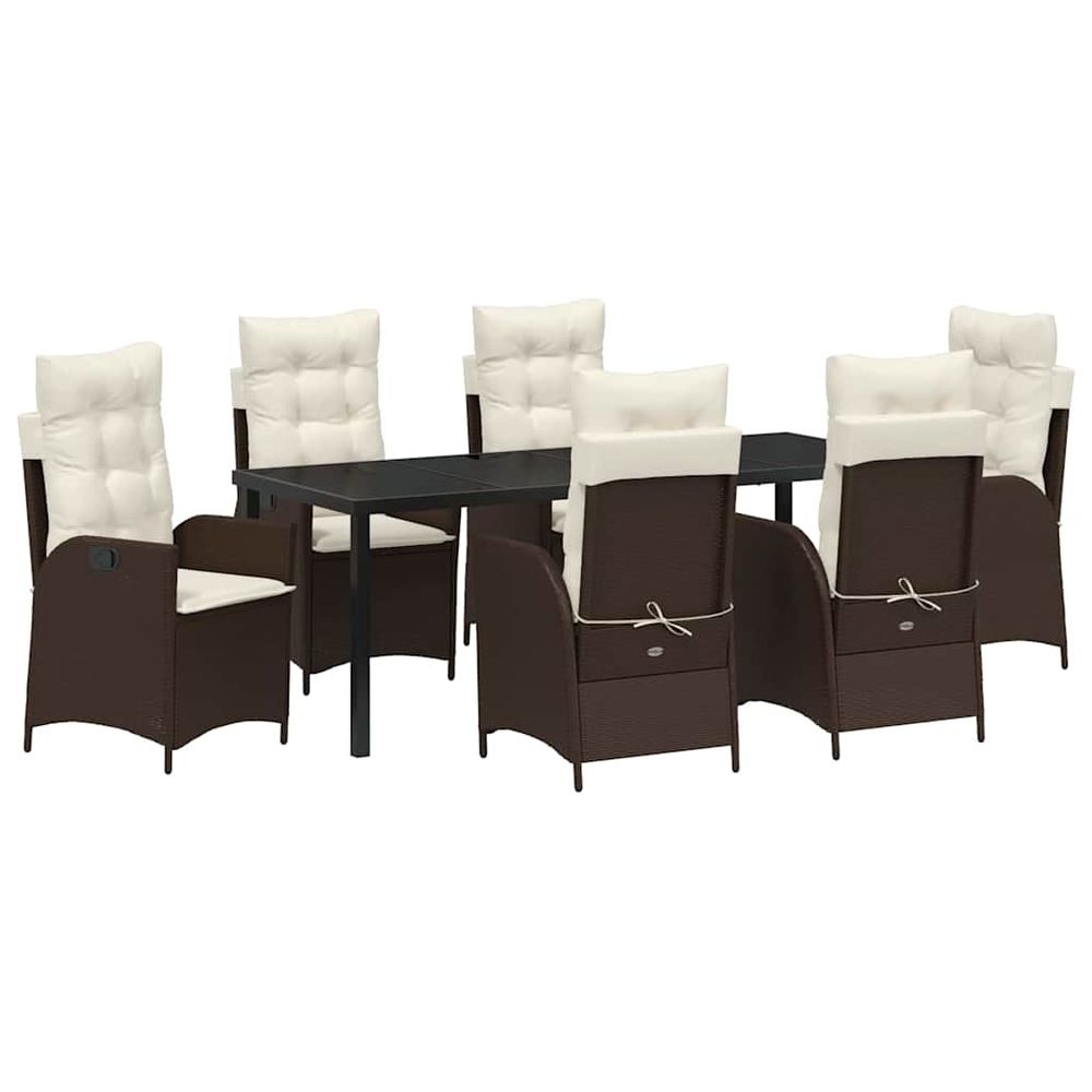 Ensemble de salle à manger pour jardin 7 pc marron polyrotin