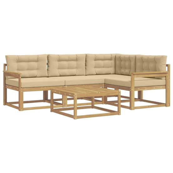 Ensemble de canapés d'extérieur 5 pc blanc et beige polyester