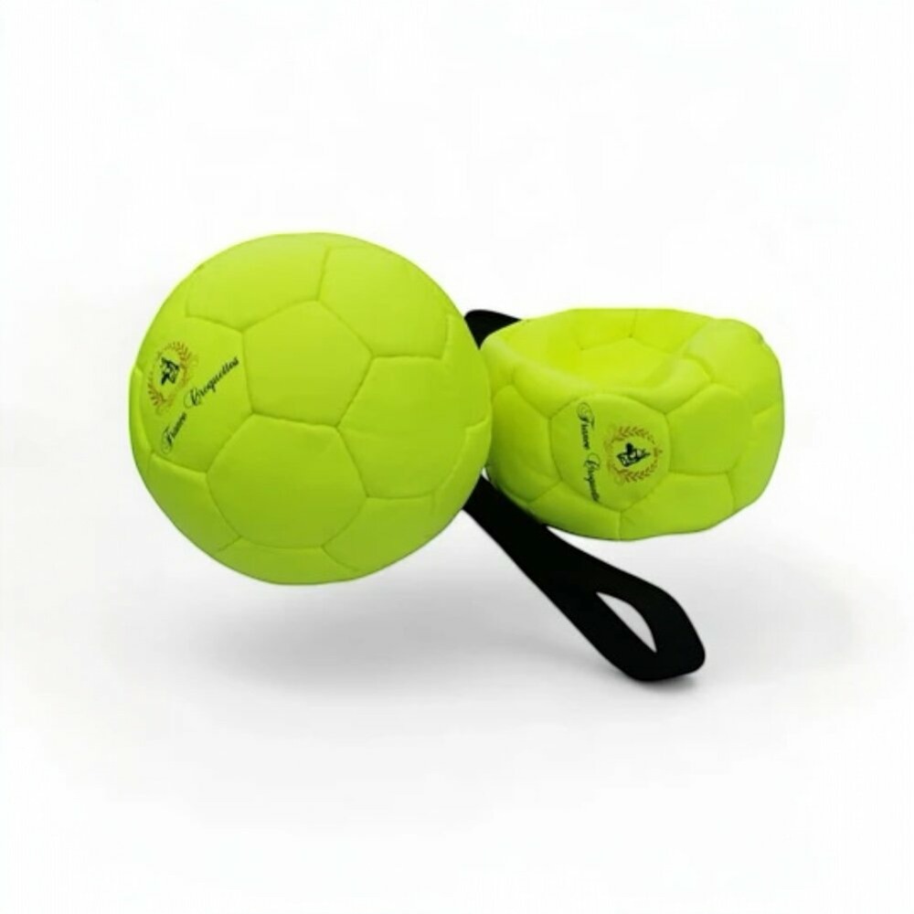 Ballon gonflable en cuir veritable avec poignee 12cm pour chien, francecroquettes