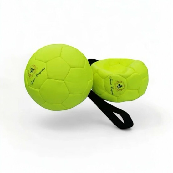 Ballon gonflable en cuir veritable avec poignee 12cm pour chien, francecroquettes