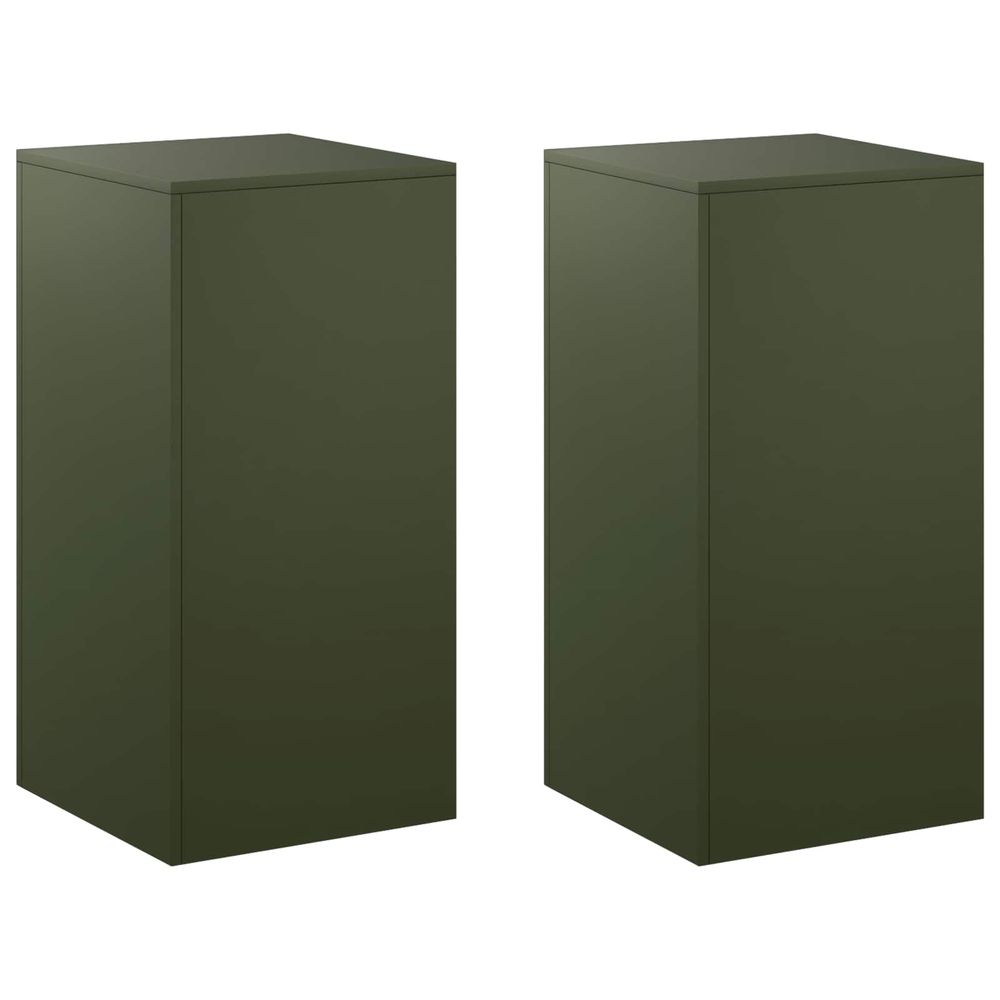 Support de plante 2 pcs vert olive 40 x 40 x 80 cm acier