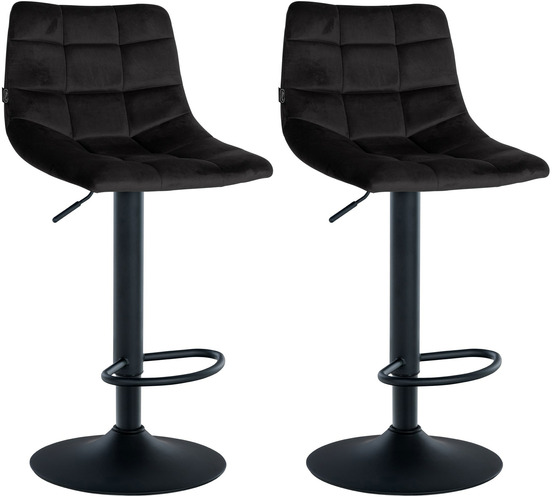 Lot de 2 tabourets de bar jerry velours noir