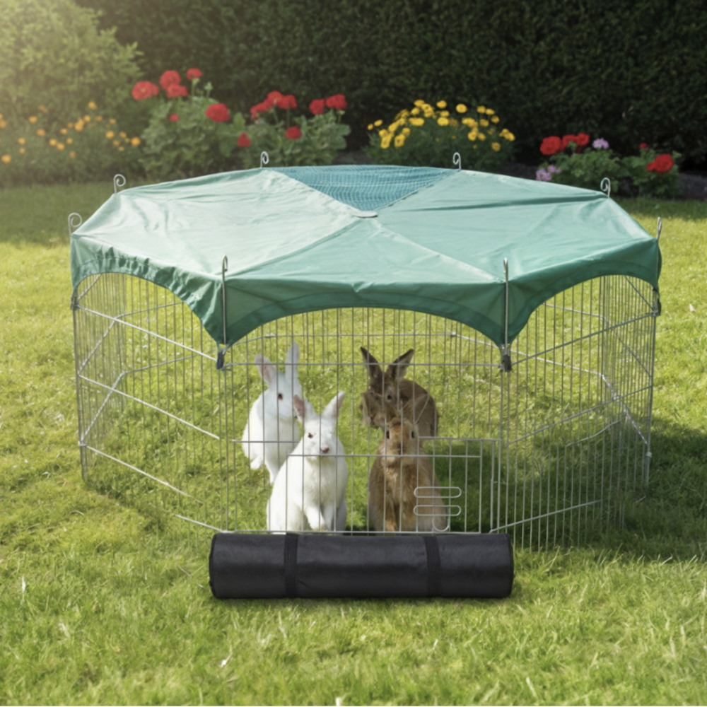 Parc enclos avec tapide de sol extérieur grillage en métal petit animaux taille m maison été 2711